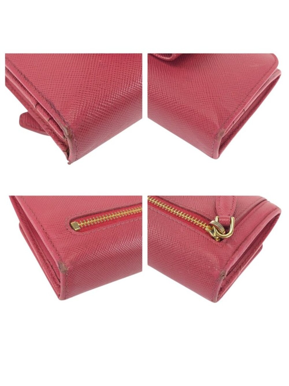 Prada Saffiano Ribbon Pink Gold Leather Wallet - Picture 4 of 9